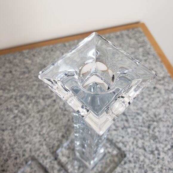 Set of 2 24% Lead Crystal Taper Candlesticks. Made In Slovenia. 10" Tall. Mint - Picture 6 of 14